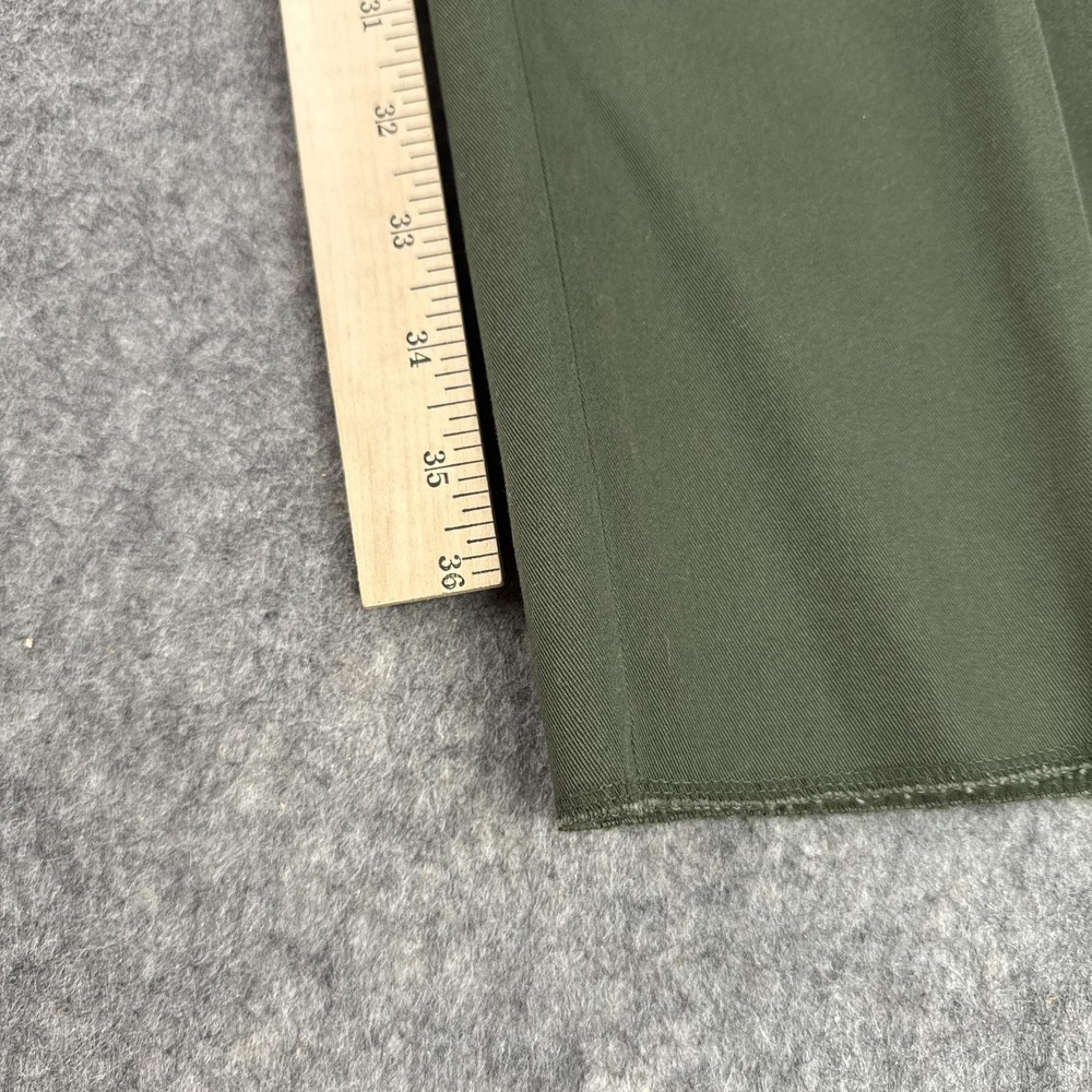 LL Bean Chino Pants Mens 42 Loden Army Green Pleated Standard Fit Unhemmed - Picture 14 of 15